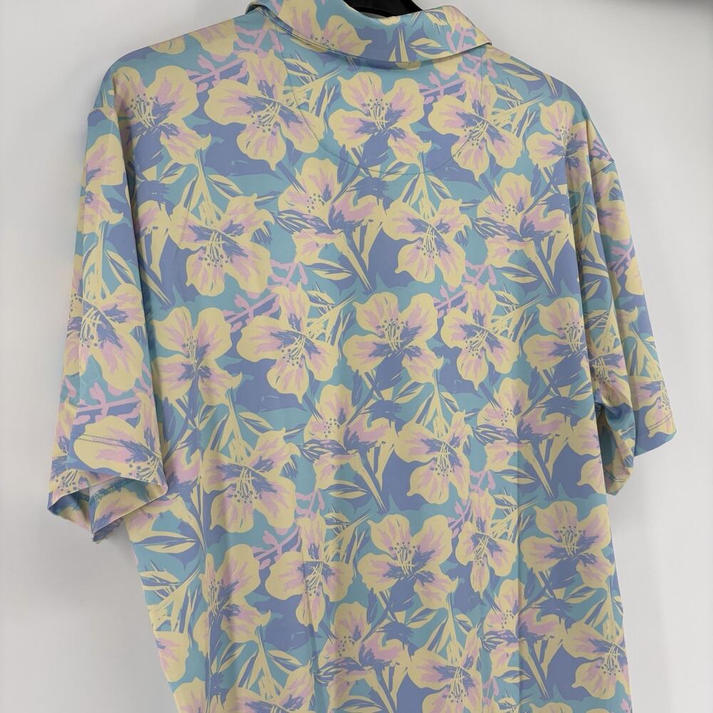NEW BYRD GANG Shirt Pastel Floral Short Sleeve Golf Shirt UPF Stretch Size XXL - Picture 9 of 11